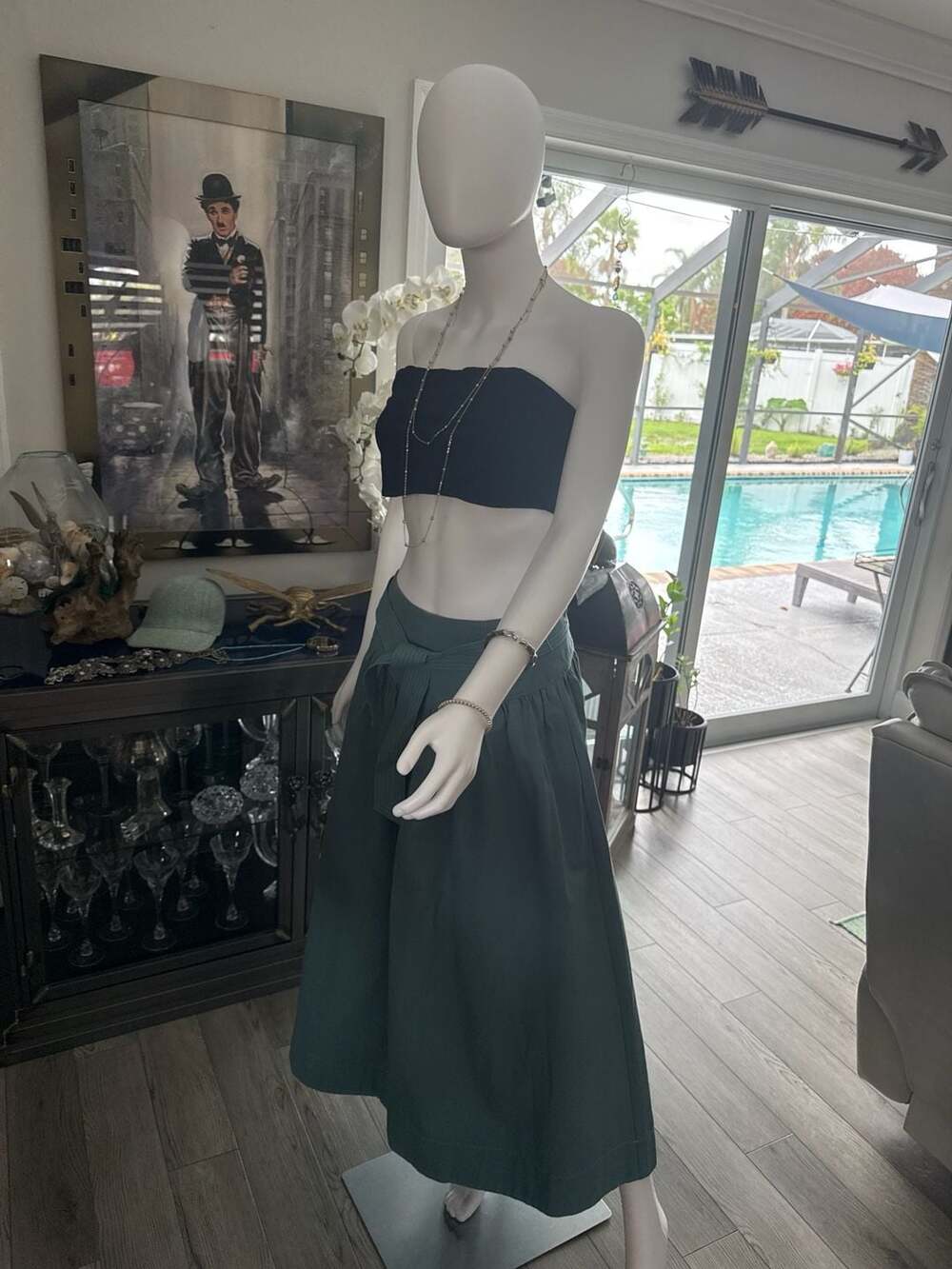 Hunter Bell New York Teal Green Jenkins Midi Skirt with Belt Detail